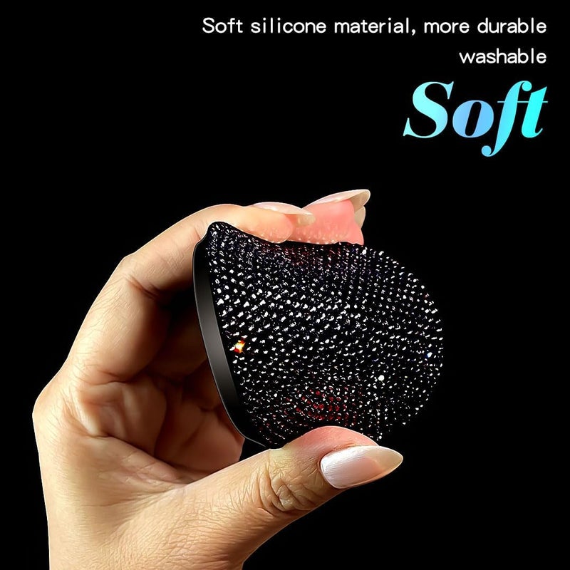 Murimt 2 PCS Universal Vehicle Bling Cup Holder Insert Coaster Car Interior Accessories,2.75 inch Silicone Anti Slip Crystal Rhinestone Car Coaster(Black) - Image 4